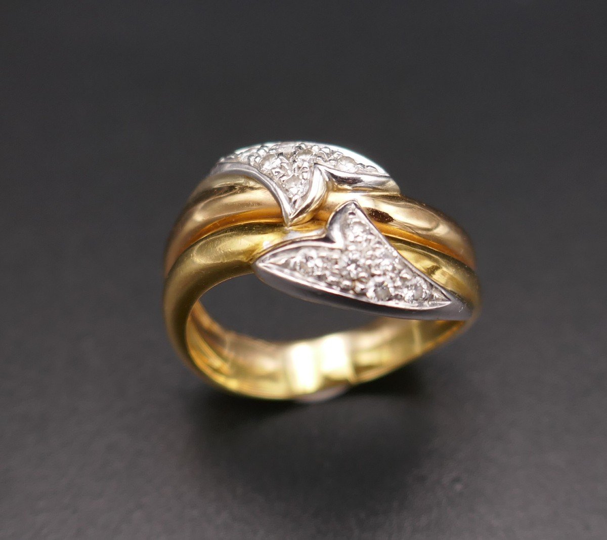 Bague Diamants Or Rose Et Or Jaune et or blanc  18 Carats.-photo-4