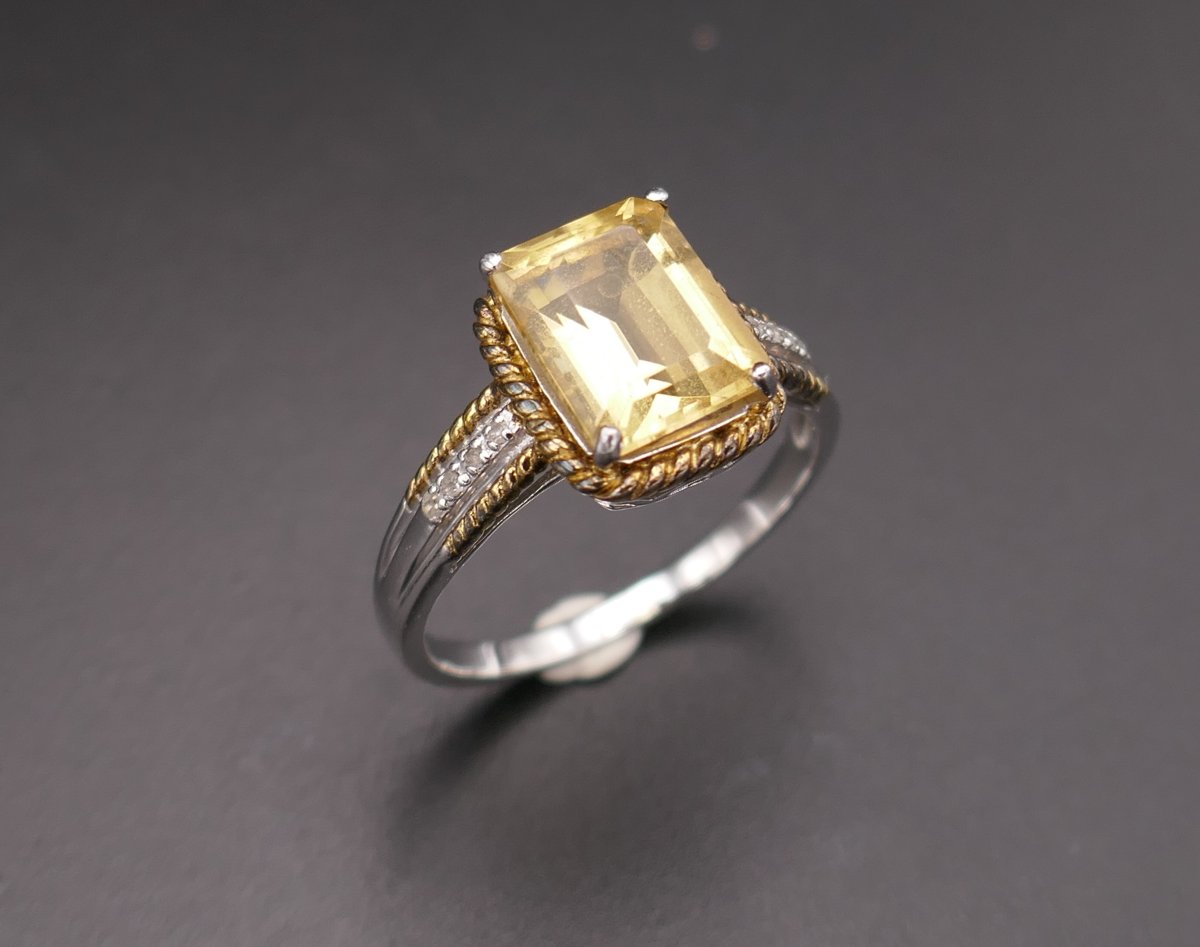 Bague citrine et diamants.-photo-2