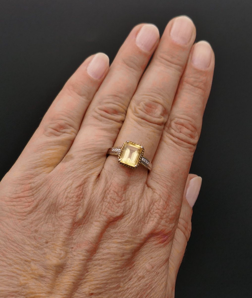 Bague citrine et diamants.-photo-3