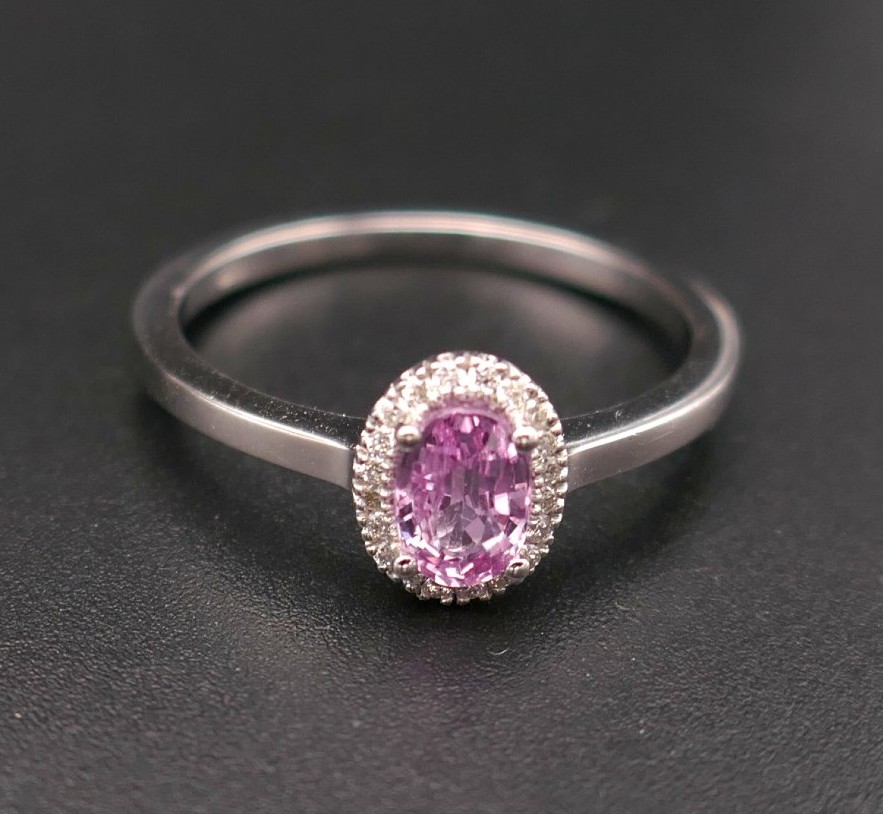 Pink Sapphire And Diamond Ring, 18 Carat White Gold.-photo-2