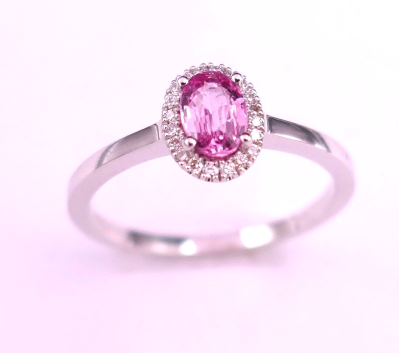 Pink Sapphire And Diamond Ring, 18 Carat White Gold.-photo-3