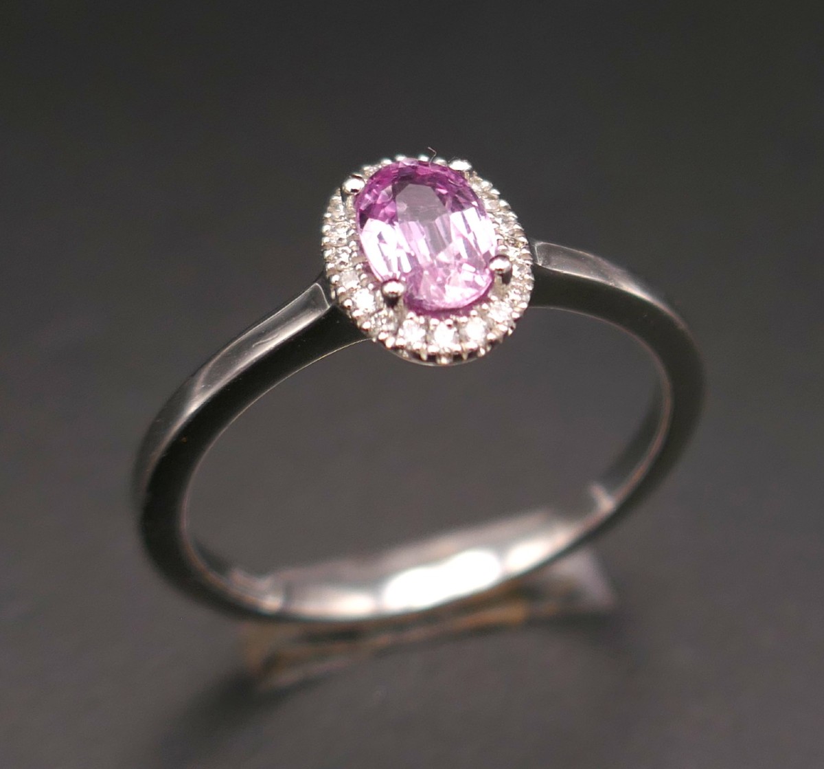 Pink Sapphire And Diamond Ring, 18 Carat White Gold.