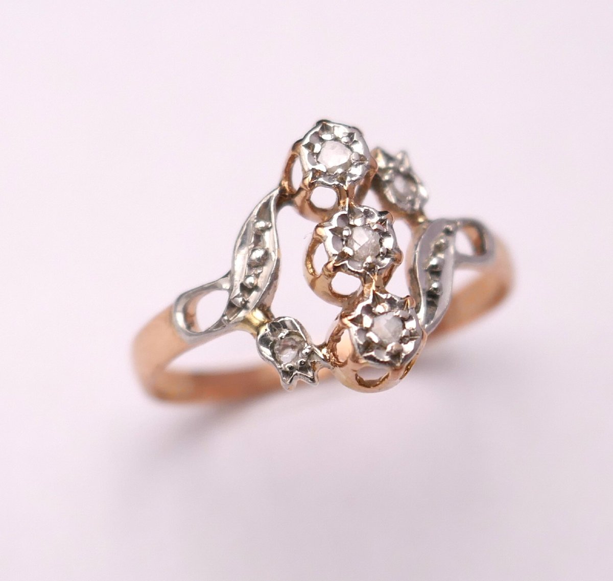 Antique Rose-cut Diamond Ring, Gold And Platinum.-photo-4