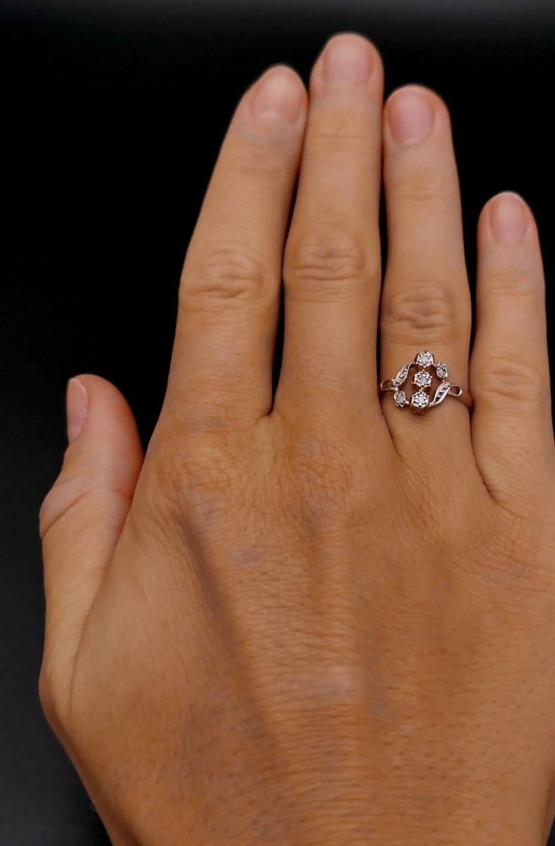 Antique Rose-cut Diamond Ring, Gold And Platinum.-photo-1