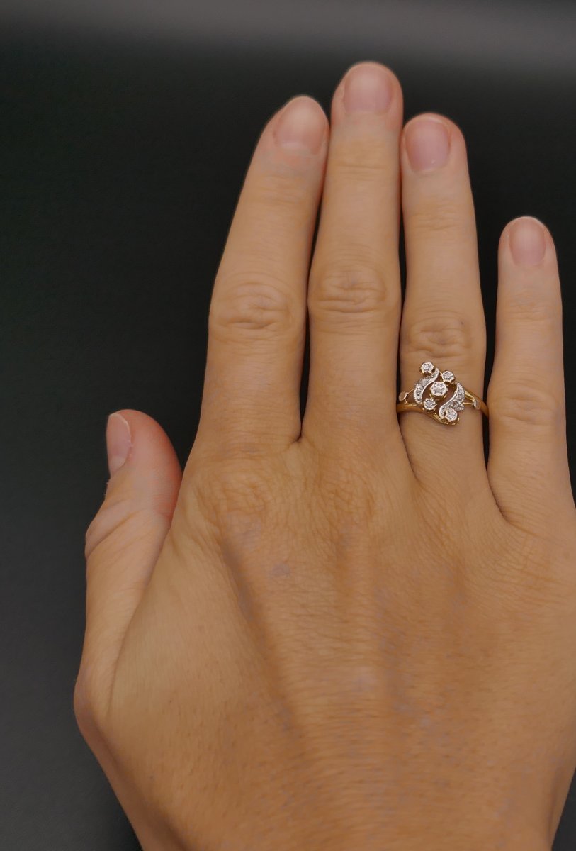 Antique Rose-cut Diamond Ring, Horse Head Hallmark, 18-carat Two-tone Gold.-photo-4