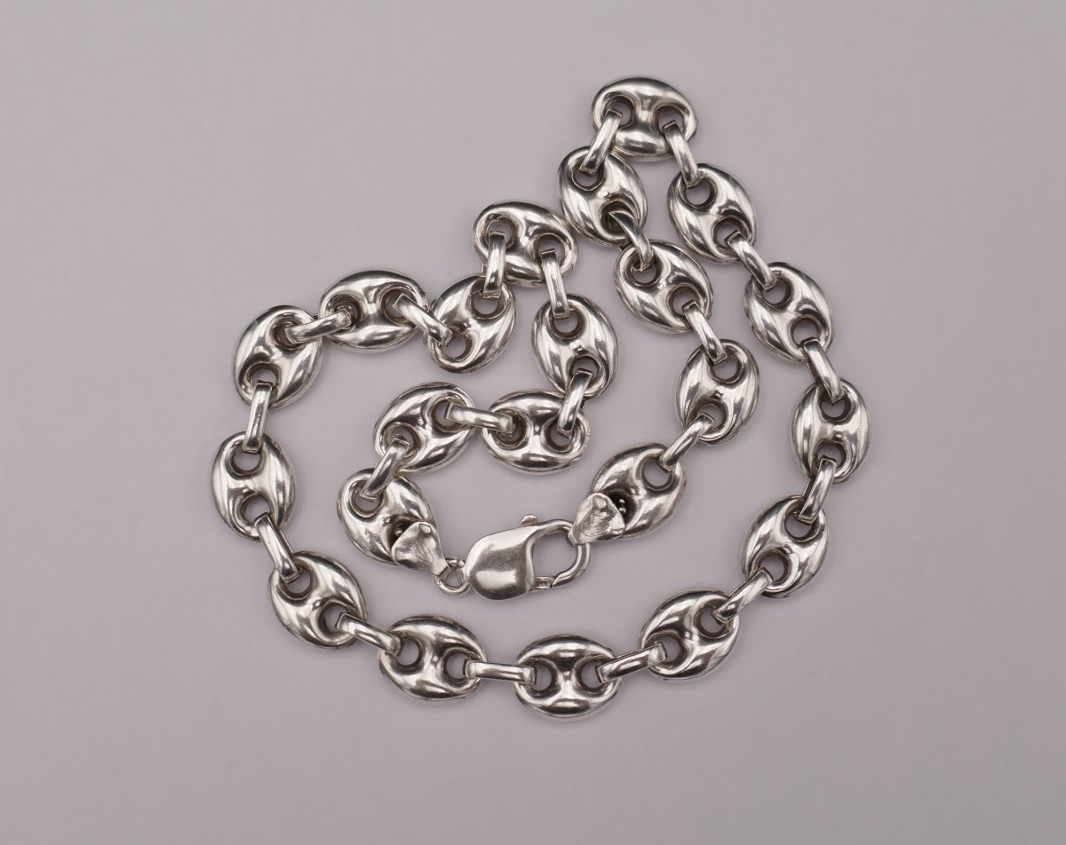 Silver Coffee Bean Necklace.-photo-3