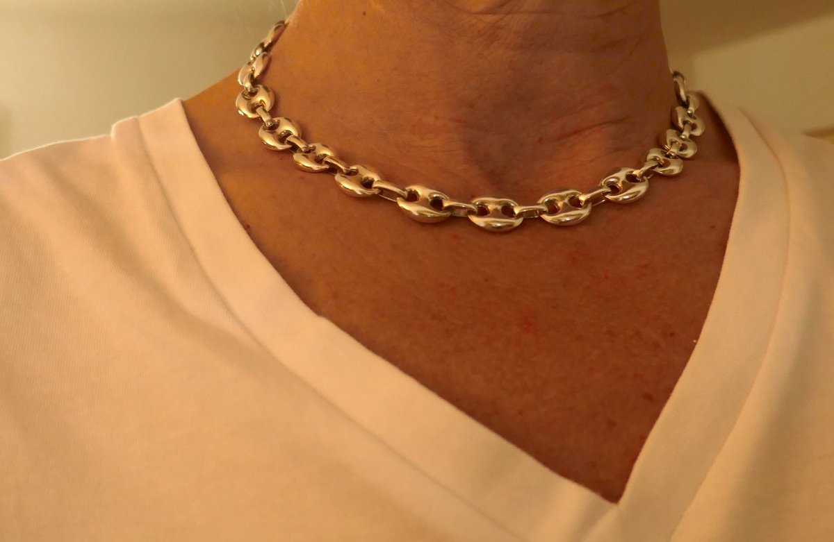 Silver Coffee Bean Necklace.-photo-4