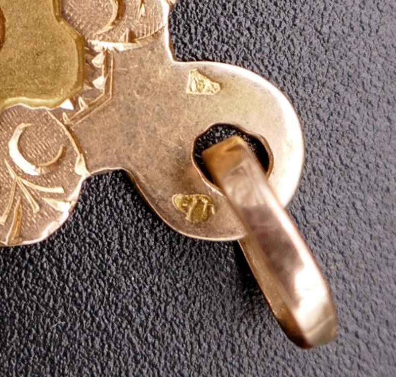 Vierge Miraculeuse Medal, Rose Gold, 18-carat Green Gold, Horsehead Hallmark ( 1838 - 1919).-photo-2