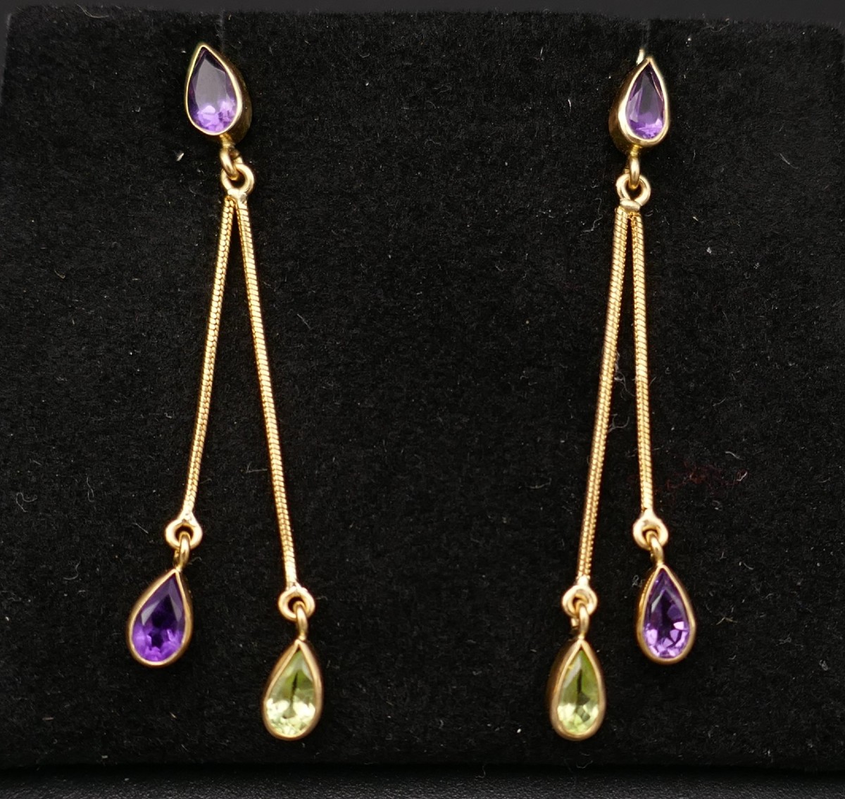 Amethyst And Tourmaline Earrings, 18-carat Gold.