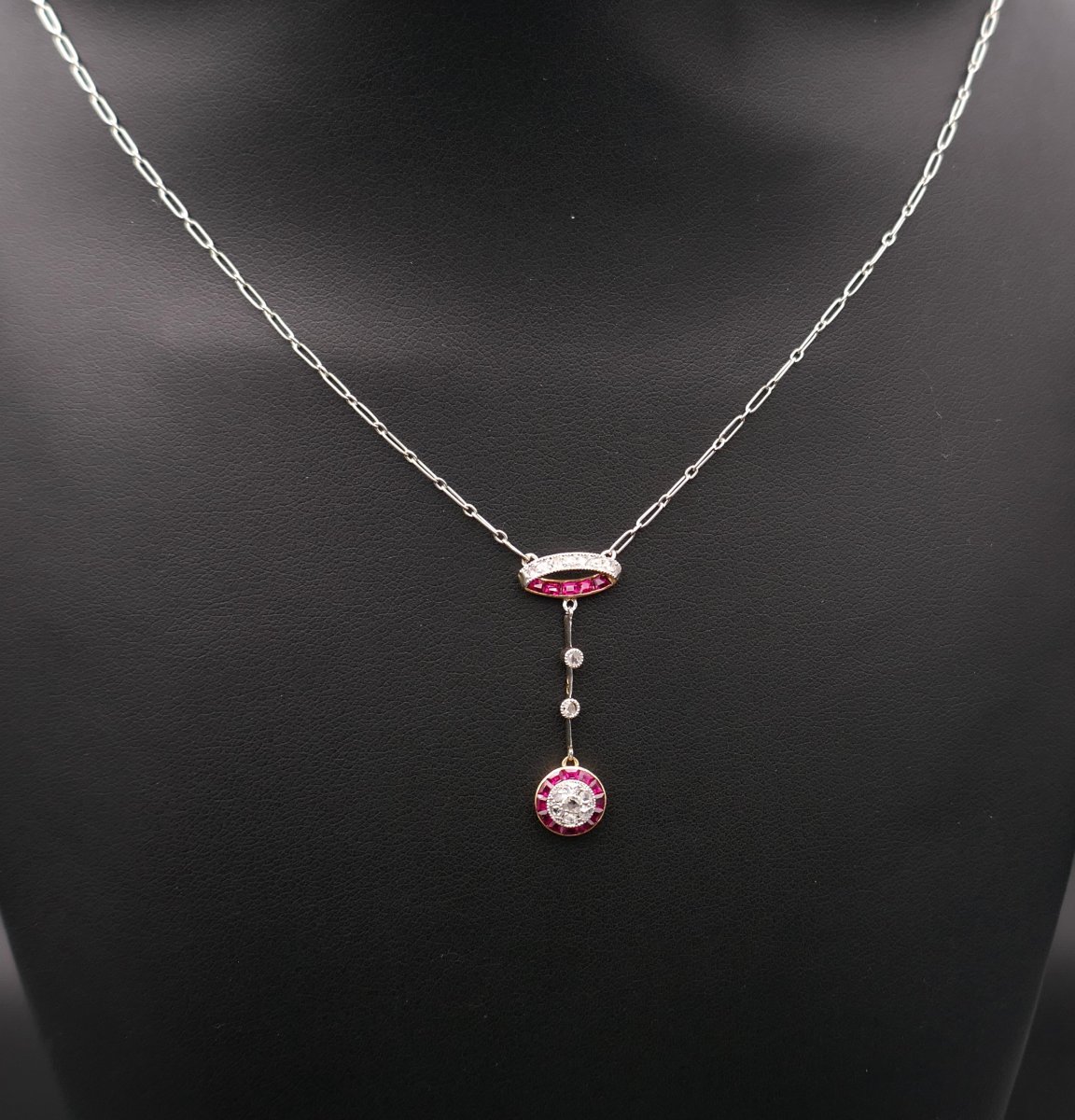 Belle époque Necklace, Diamonds And Calibrated Rubies.-photo-2