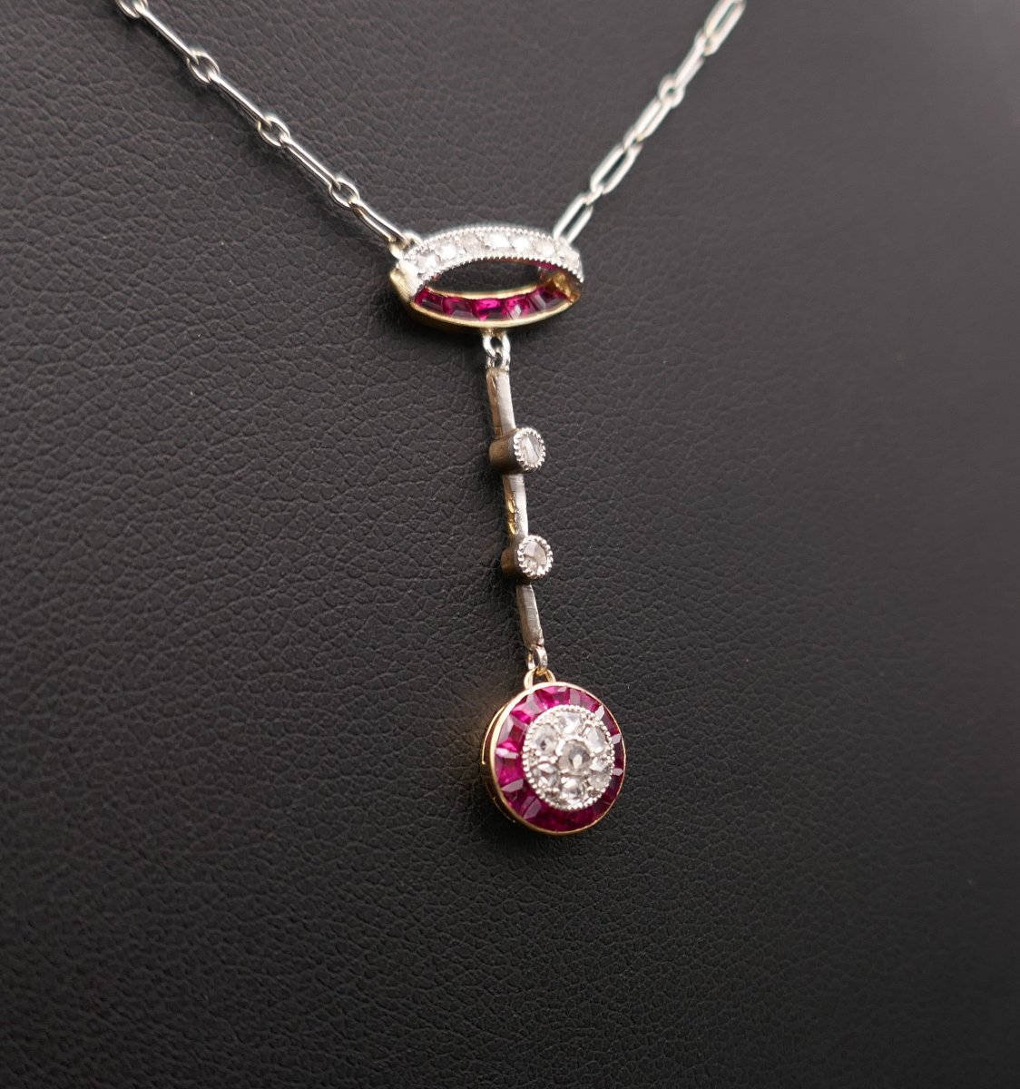 Belle époque Necklace, Diamonds And Calibrated Rubies.-photo-3