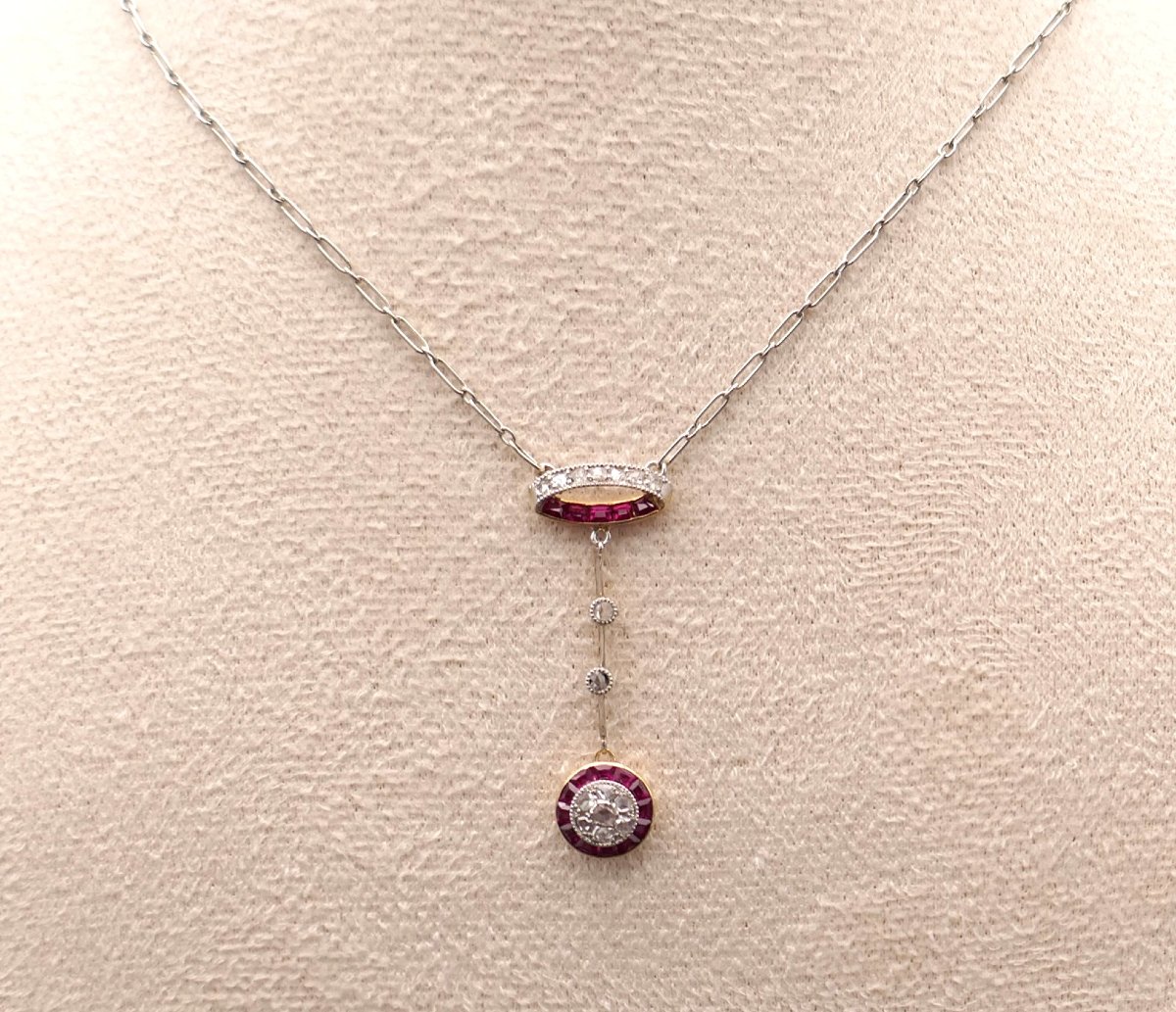 Belle époque Necklace, Diamonds And Calibrated Rubies.-photo-4