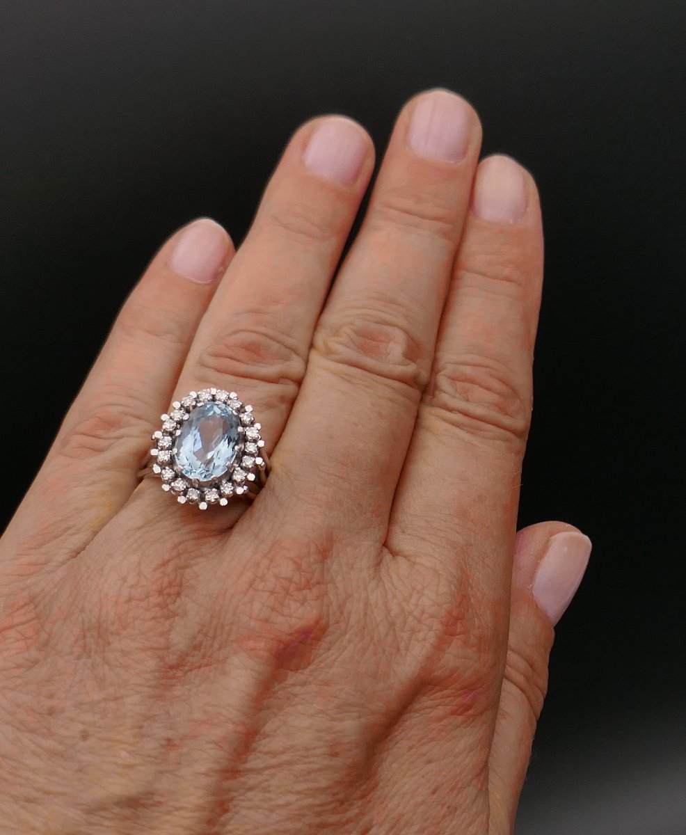 Aquamarine And Diamond Ring.-photo-4