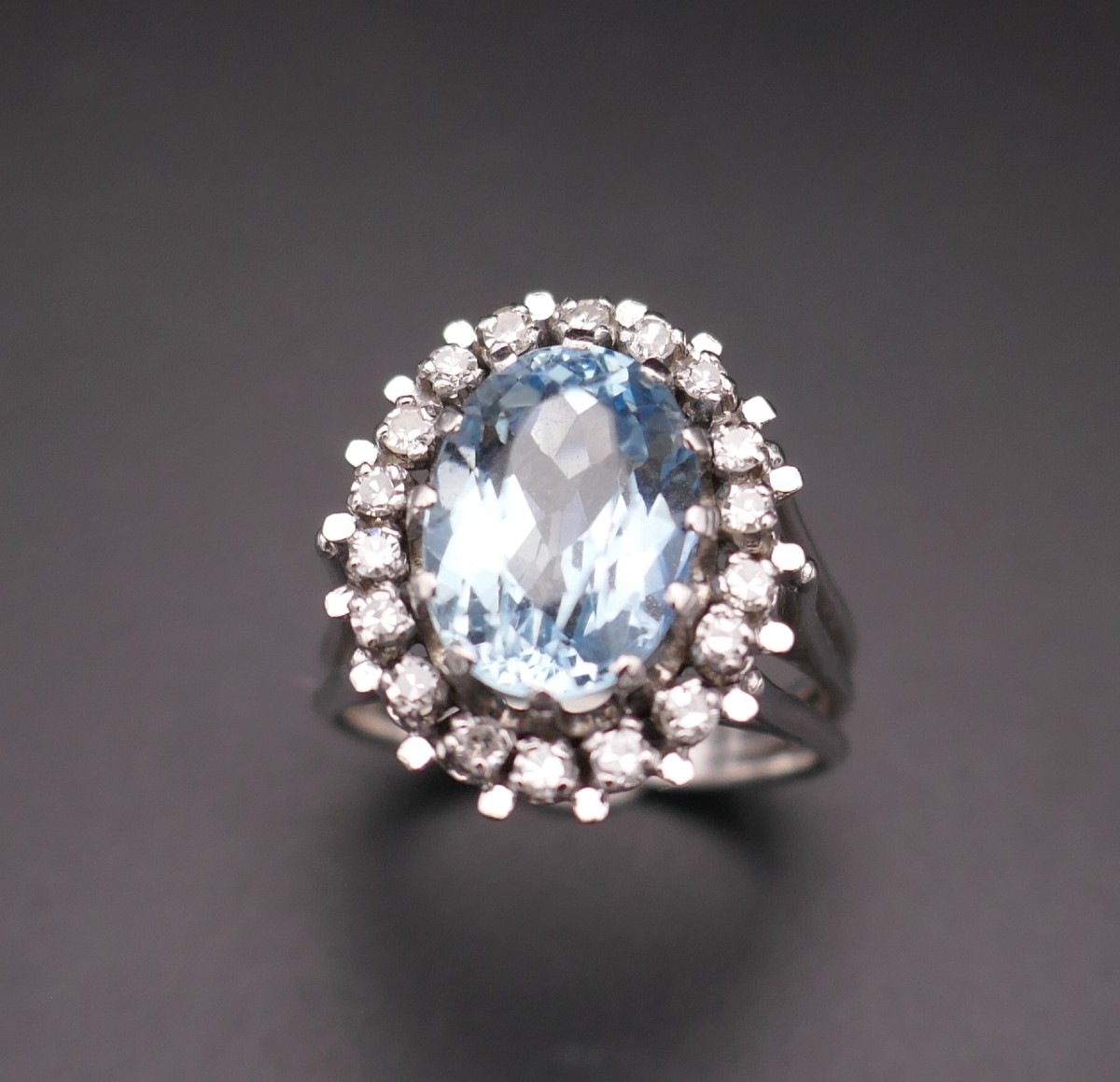 Aquamarine And Diamond Ring.
