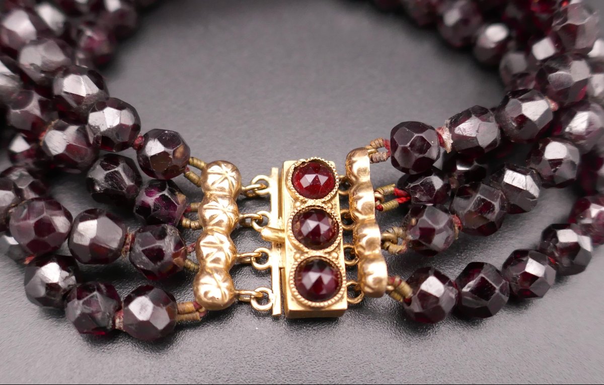 Antique 4-row Garnet Bracelet.-photo-2