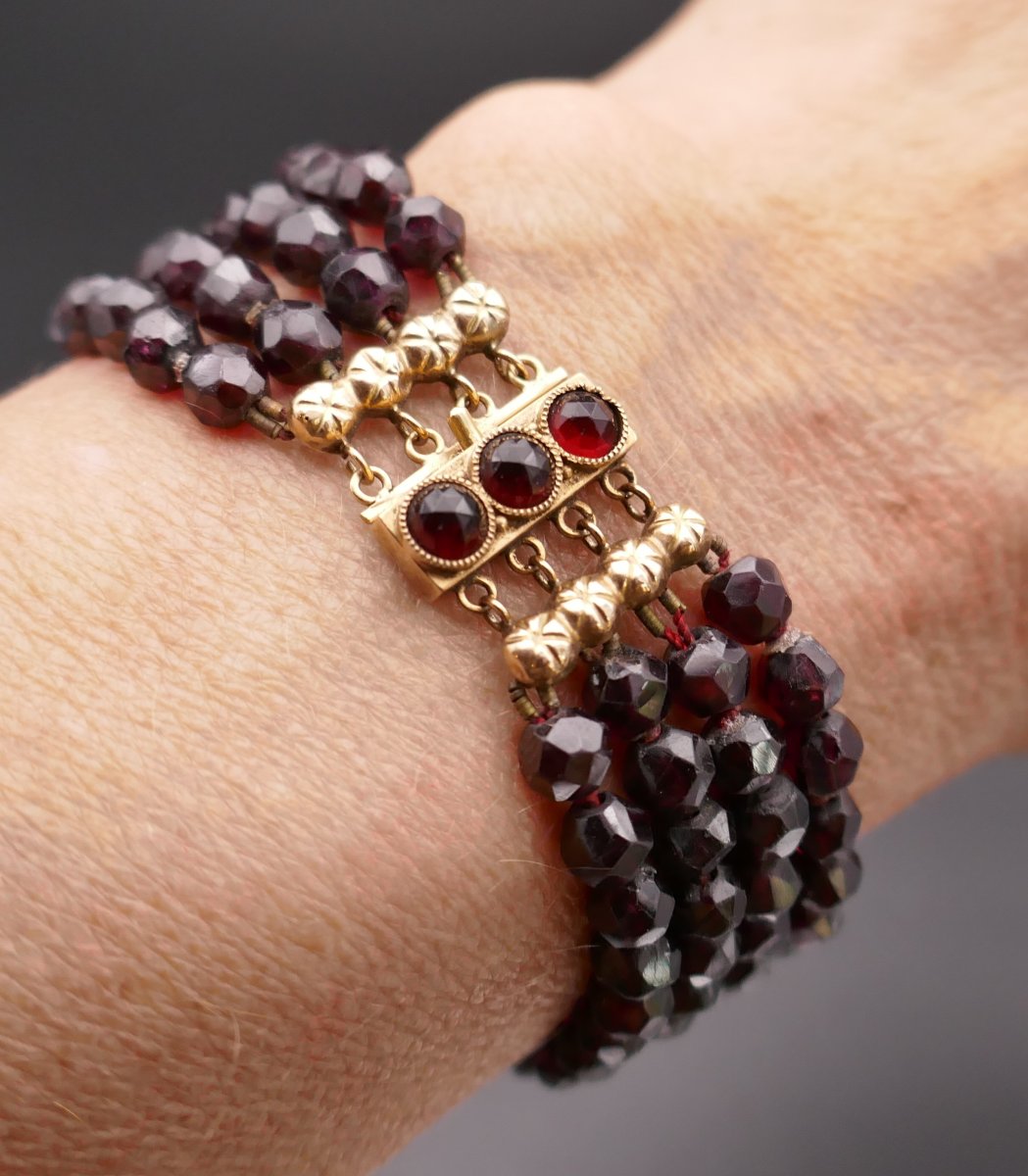 Antique 4-row Garnet Bracelet.-photo-3