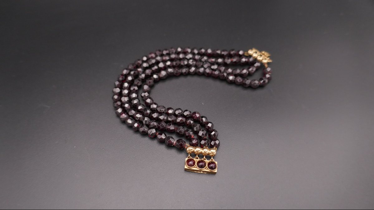 Antique 4-row Garnet Bracelet.-photo-4