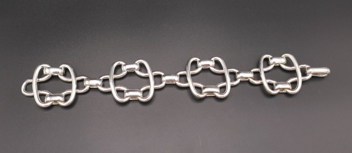 Important Bracelet Vintage En Argent, Fermoir invisible.-photo-2