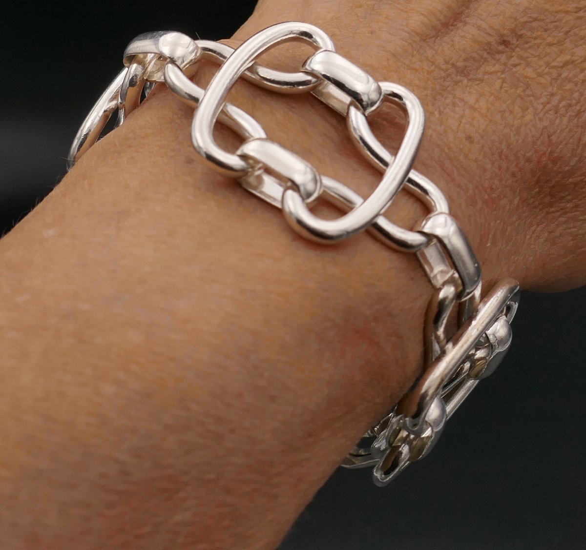 Important Bracelet Vintage En Argent, Fermoir invisible.-photo-1