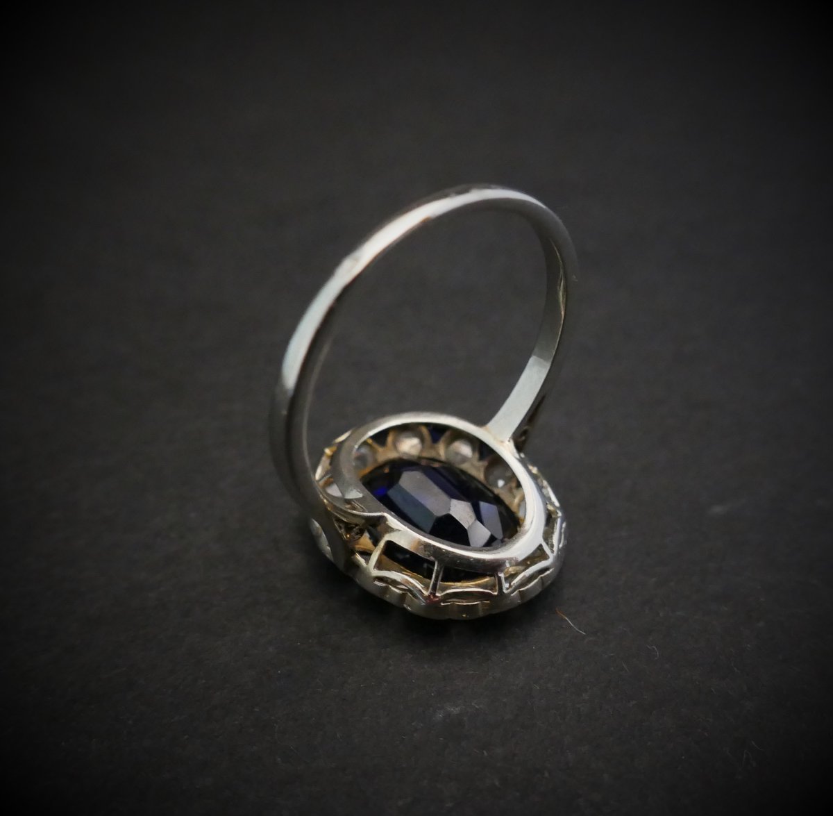 Bague Belle Epoque diamants taille rose et saphirs Verneuil.-photo-1