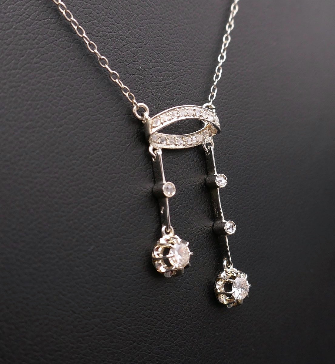 Collier Négligé Diamants, Or et Platine.-photo-3