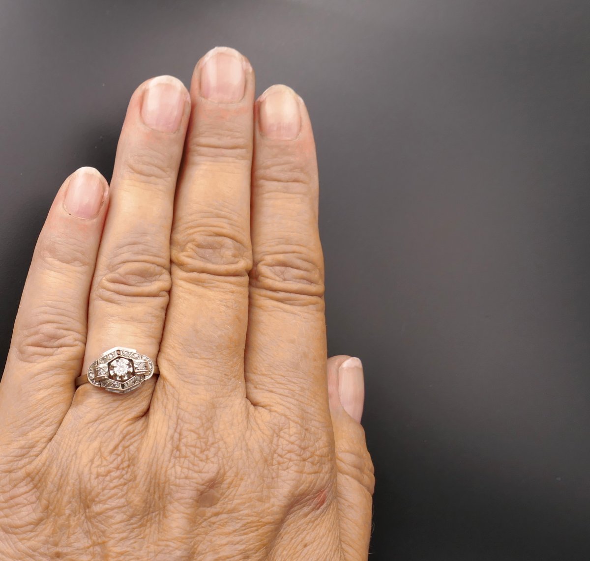 Diamond Ring, Gold And Platinum, Art Deco Period, Brand-new From Stock.-photo-3