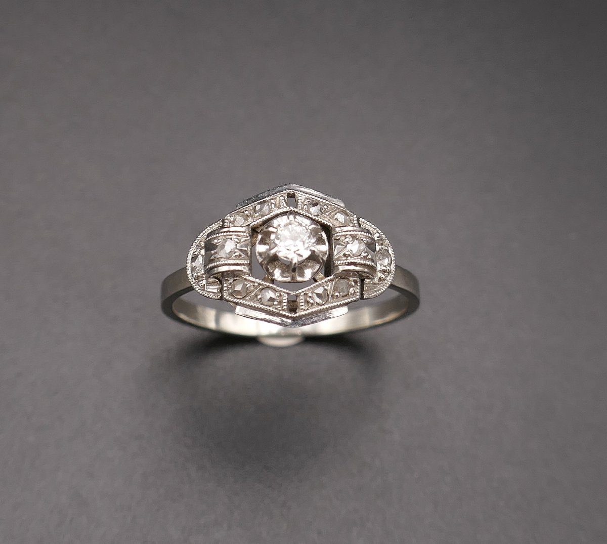 Diamond Ring, Gold And Platinum, Art Deco Period, Brand-new From Stock.-photo-4