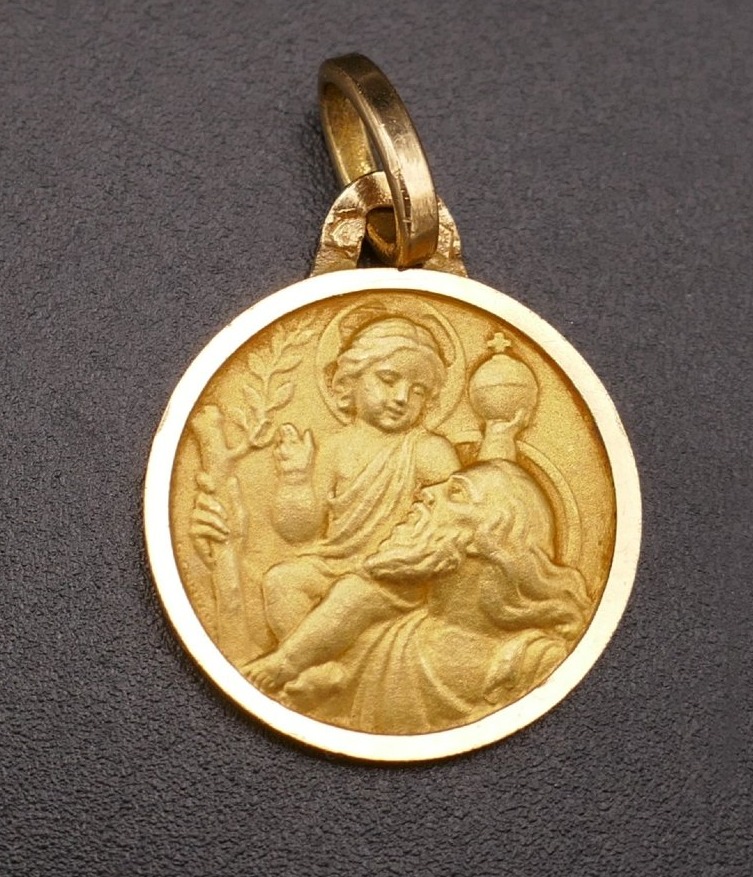 Antique St. Christopher Medal. 18-karat Gold.