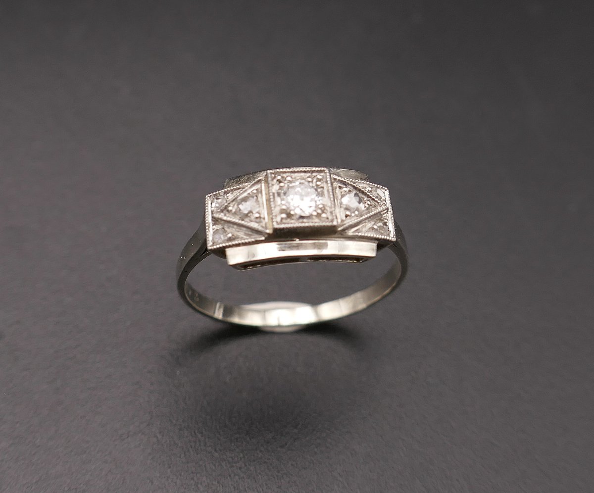Diamond Ring, Set In 18-karat Gold And Platinum.-photo-4