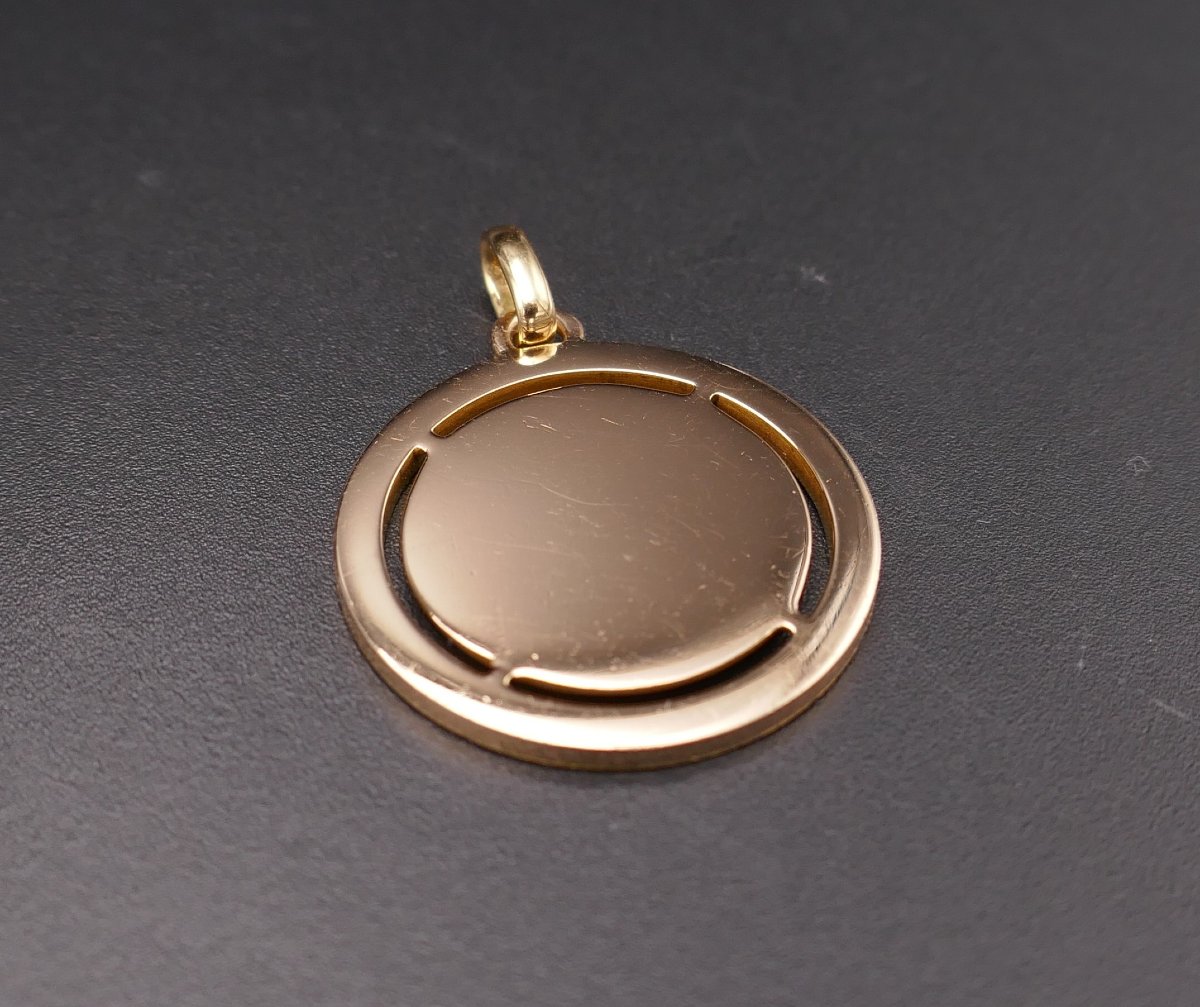 Rare Médaille d'Amour AUGIS, entourage d'émeraudes calibrées, plus qu'hier moins que demain.-photo-4