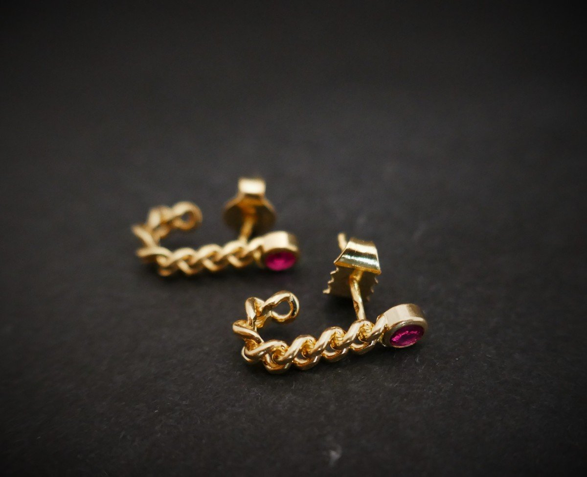 Ruby Earrings, 18k Yellow Gold.-photo-2