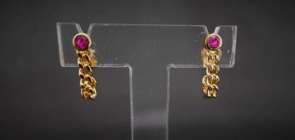 Ruby Earrings, 18k Yellow Gold.-photo-3