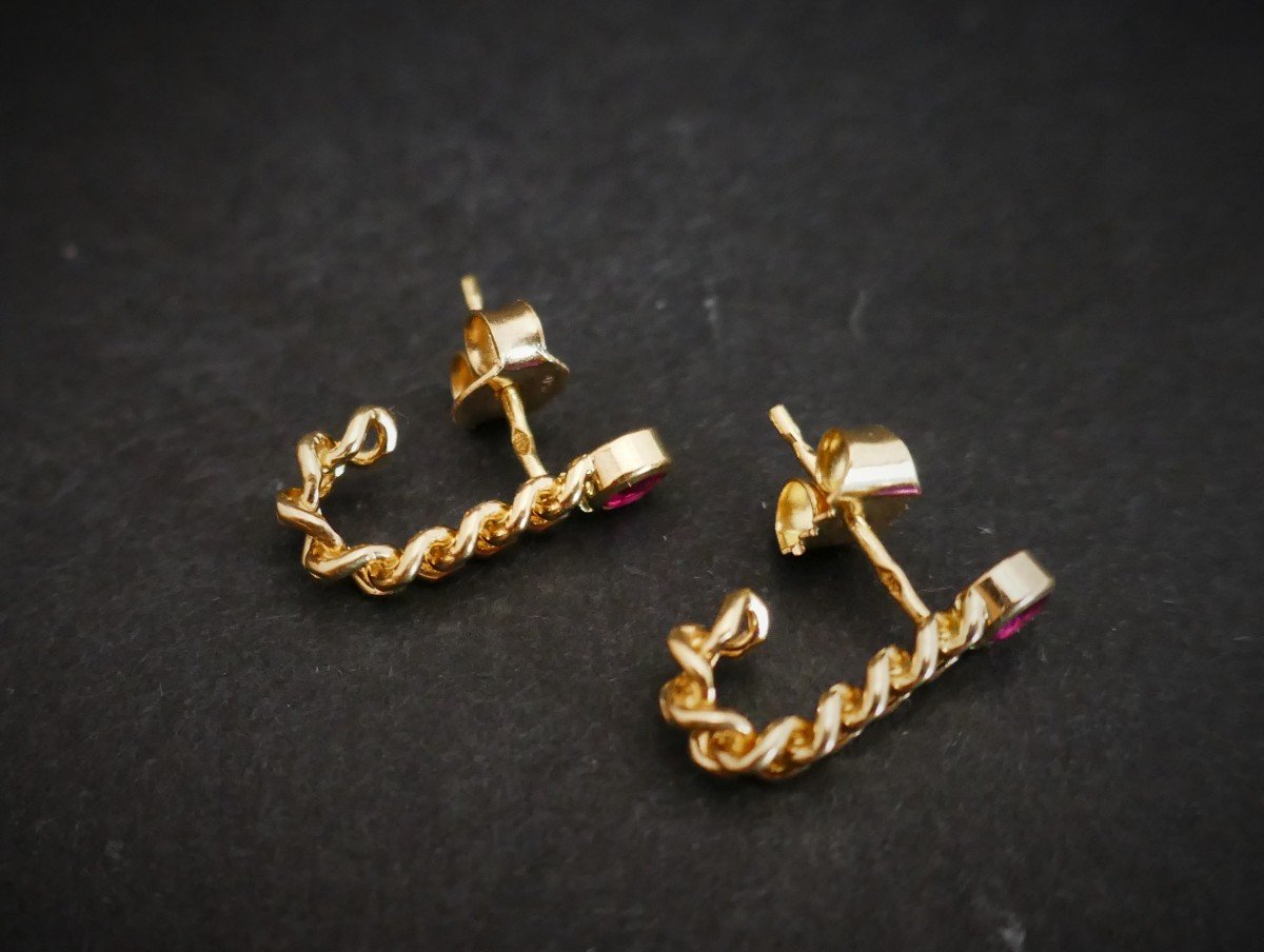 Ruby Earrings, 18k Yellow Gold.-photo-4