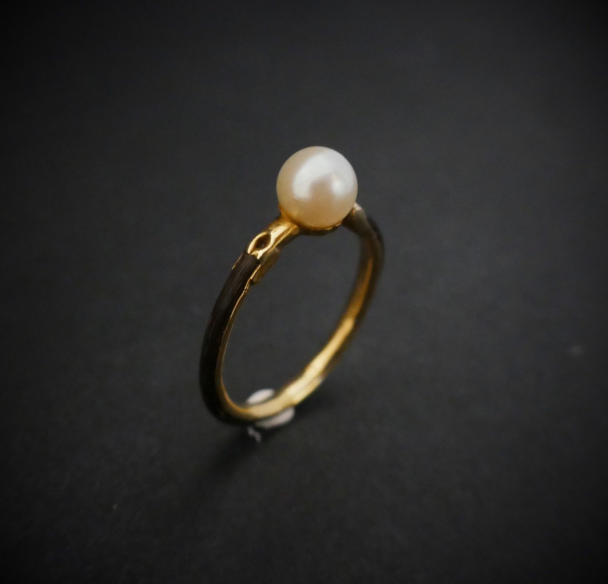 Pearl Ring, Elephant Hair, Gold-photo-2