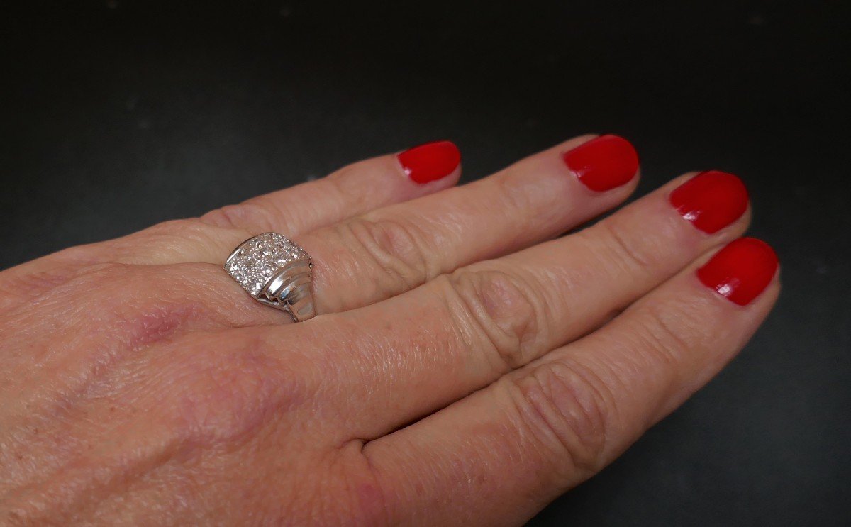 Bague Diamants, Platine Et Or Blanc 18 Carats.-photo-1