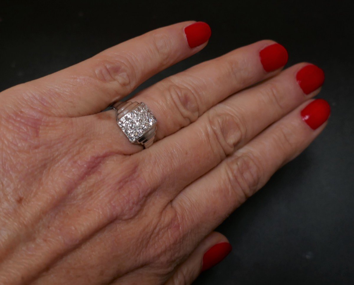 Bague Diamants, Platine Et Or Blanc 18 Carats.-photo-2