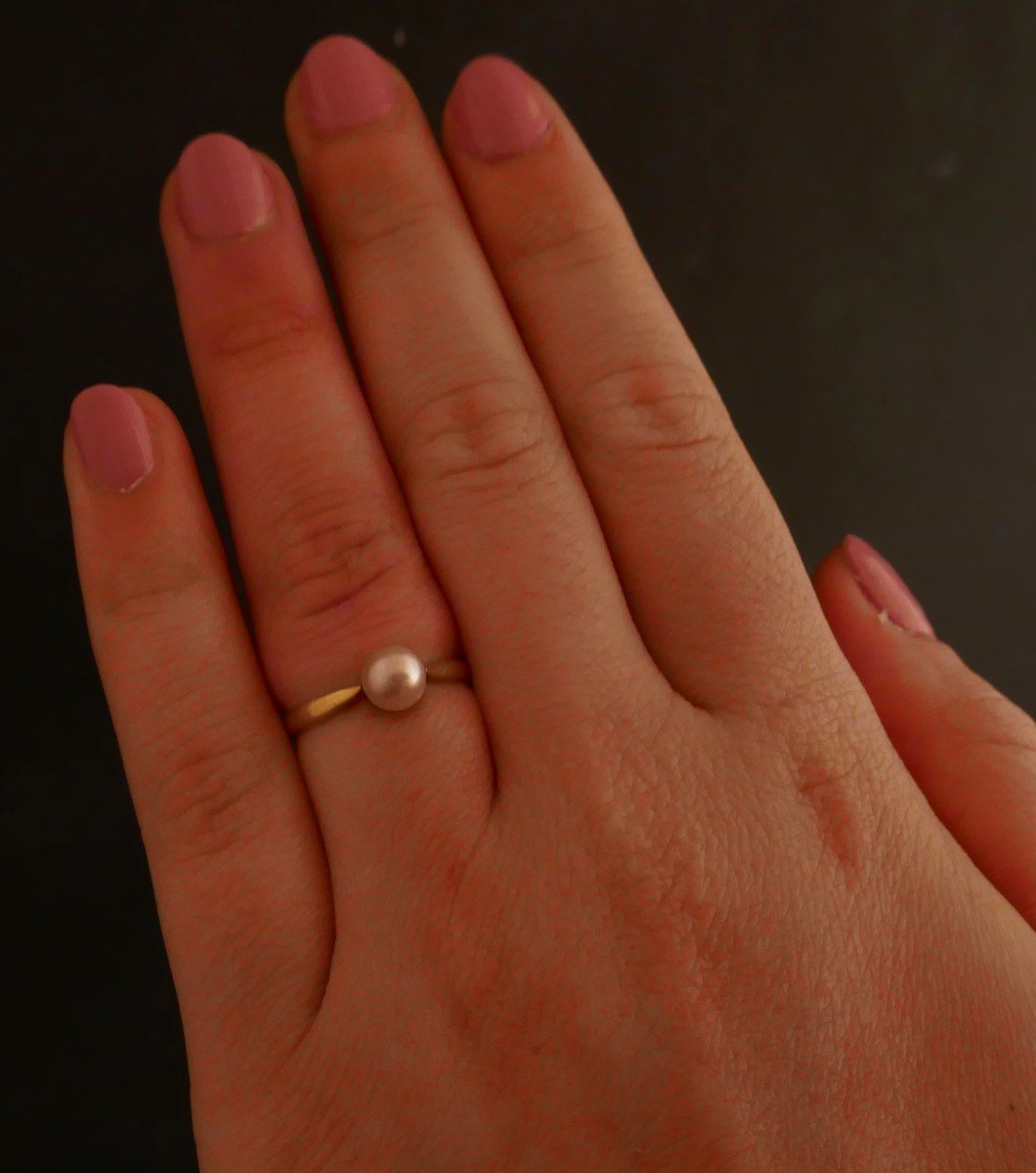 Ring Set With A Cultured Pearl, 18k Gold.-photo-3