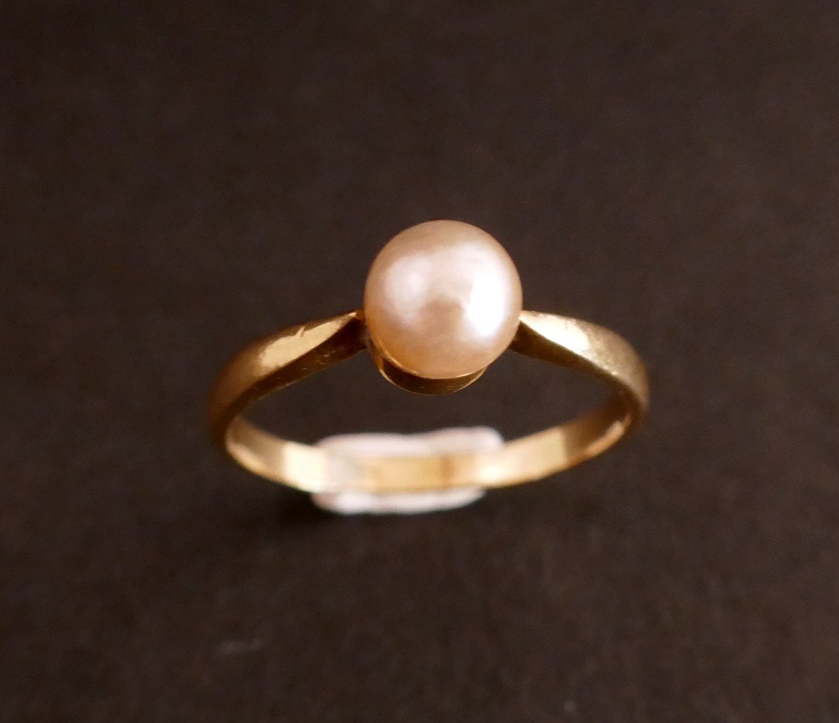 Ring Set With A Cultured Pearl, 18k Gold.