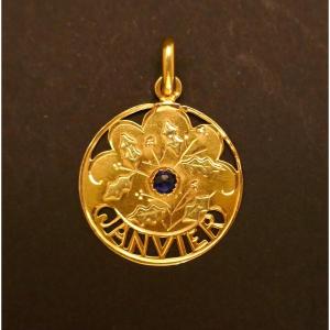 Rare Médaille Janvier En Or 18 Carats 