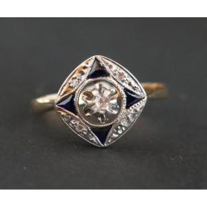 Art Deco Diamonds And Sapphires Ring.