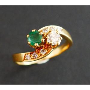 Bague Toi Et Moi émeraude Et Diamants.