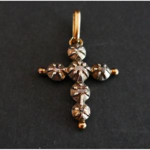 Old Arlesian Cross Rose Cut Diamonds, Gold And Silver.