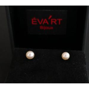 Pair Of Cultured Pearl Earrings, 6.90 Mm.