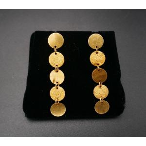 18 Carat Gold Disc Earrings.