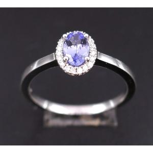 Sapphire And Diamond Ring, 18 Carat White Gold.