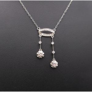 Collier Négligé Diamants, Or et Platine.