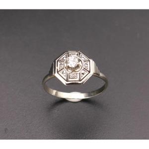 Art Deco-era Gold And Platinum Diamond Ring.