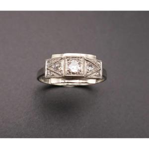 Diamond Ring, Set In 18-karat Gold And Platinum.