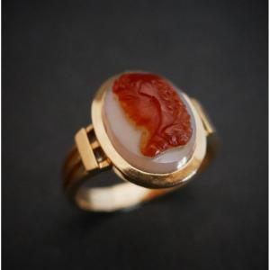 Cameo Signet Ring, 18k Rose Gold.