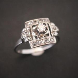Art Deco Diamond, Gold And Platinum Ring.